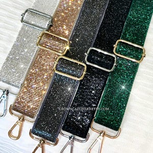 Rhinestone Sparkle Crossbody Purse Straps; Adjustable Beaded Guitar Style Stadium Bag Strap; Concerts Festivals Game Day, Team Color