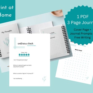 Print At Home : 3 Page Wellness Journal | Daily Journal | Mental Health