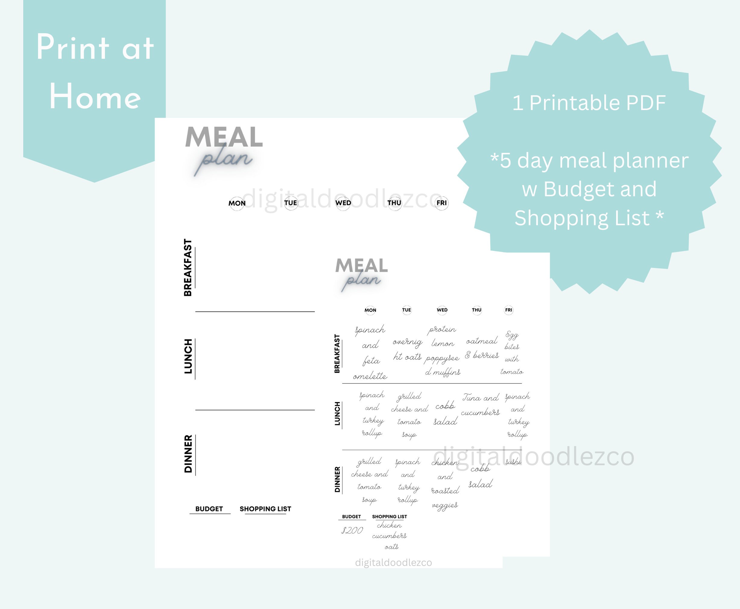 Budget Your Meal Prep With the Weekly Meal Prep Pdf Download. Meal Prep