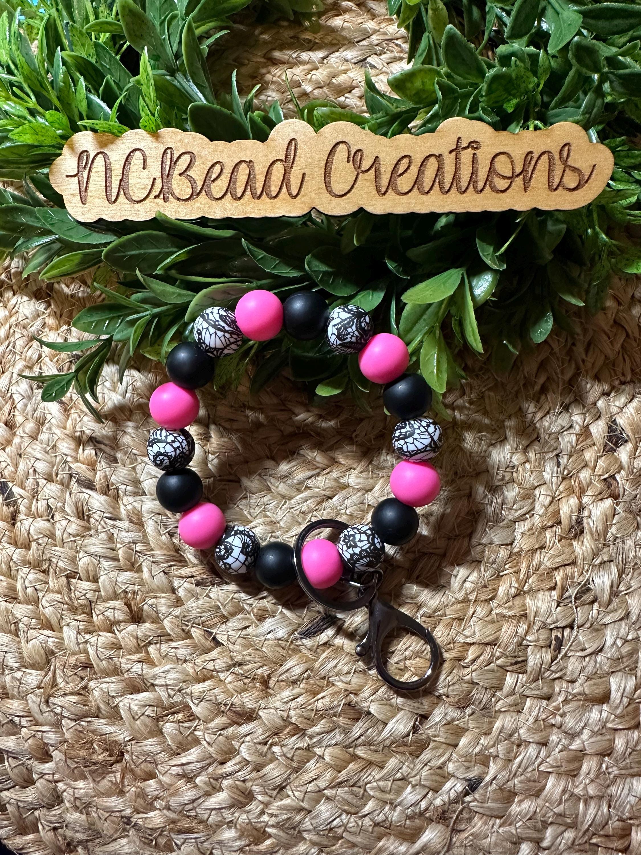 Silicone Bead Wristket, Beaded Wristlet, Silicone Beads, Keychain Wristlet, Gift for Her, Stocking Stuffer, Keychain