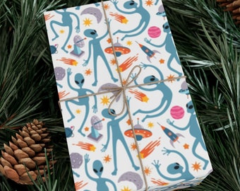 Space Alien Wrapping Paper, Cute Alien Theme Wrapping Paper, Space Themed Wrapping Paper, Mythological Wrapping Paper, Funny Wrapping Paper