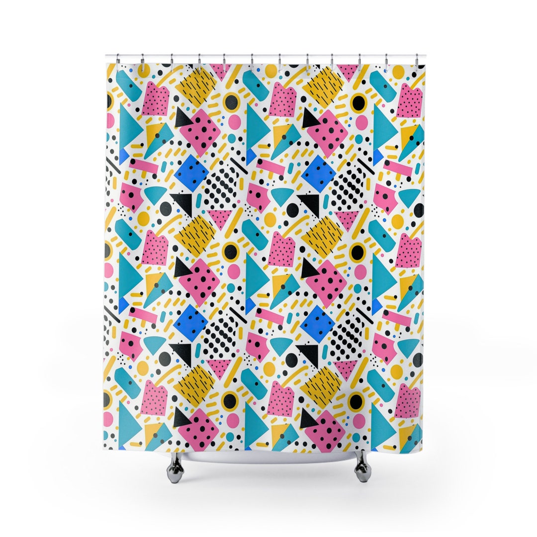 Retro 80s Geometric Shower Curtain 80s Home Decor Vintage - Etsy