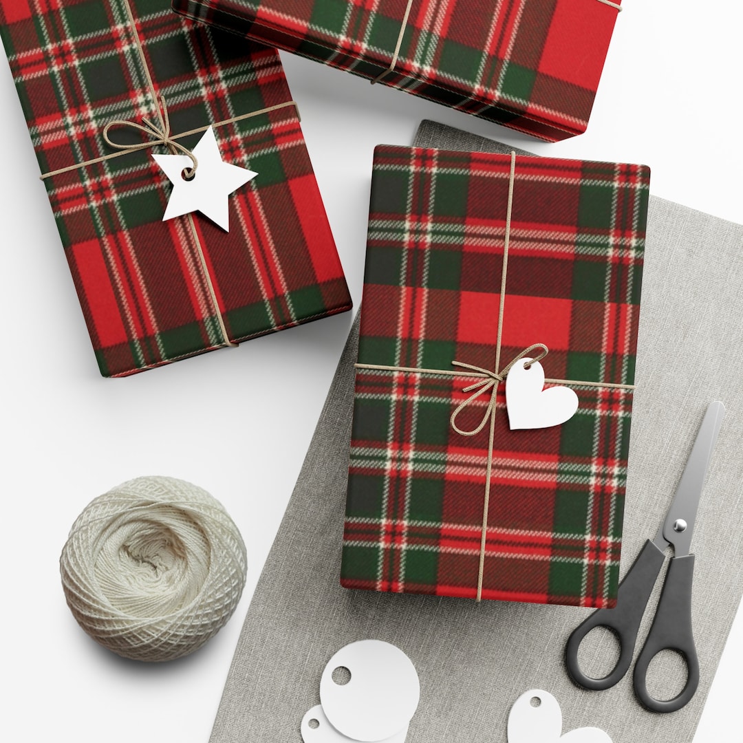 Red Tartan Plaid Christmas Wrapping Paper Christmas Plaid Etsy