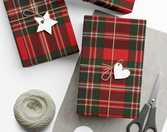 Red Tartan Plaid Christmas Wrapping Paper, Christmas Plaid Christmas Gift Wrapping Paper, Plaid Christmas Wrapping Paper, Plaid Xmas Paper