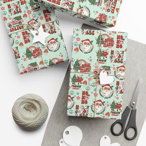 Groovy Christmas Wrapping Paper, Retro Wrapping Paper, Retro 70s Wrapping Paper, Pastel Christmas, Hippie Vibes Christmas Wrapping Paper