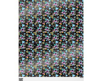 80s Geometric Wrapping Paper, Retro Party Decor