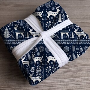 Navy Christmas Throw Blanket, Navy Blue Fair Isle Throw Blanket, Christmas Blanket, White Elephant Gift, Reindeer Blanket, Blue Christmas