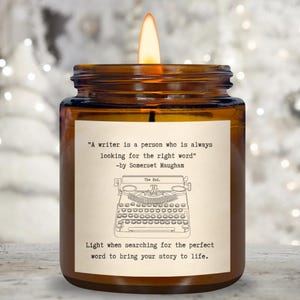 Inspirational Writer Quote Candle for Writers, Custom Candle for Writers, Eco-Friendly Candle, Typewriter Candle, NaNoWriMo gift for Writer