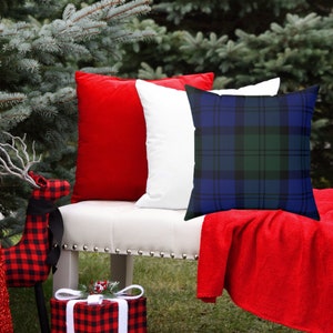 Marineblau und grün kariertes Kissen, schottisches kariertes Kissen, kariertes Kissen, adrettes kariertes Kissen, marineblaues kariertes Dekor