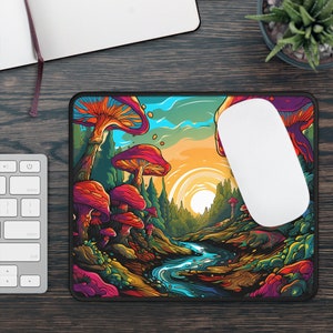 Retro Hippie Mousepad, Mystical Mushroom MousePad, Trippy Hippie Mushroom Mousepad, Groovy Mousepad, Gamer Gift