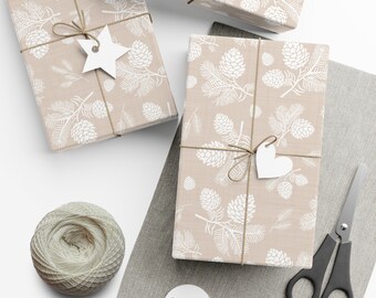 Neutral Christmas Wrapping Paper, Beige Christmas Wrapping Paper, Holiday Wrapping Paper, Gift Wrapping Paper, Neutral Gift Wrapping Rolls