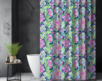 Preppy Tropical Print Shower Curtain, Preppy Paisley Shower Curtain, Preppy Bathroom Decor, Fabric Shower Curtain, Paisley Shower Curtain