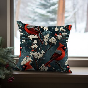 Weihnachten Kardinal Dekokissen, Kardinalkissen, Kardinal Dekor, Kardinal Geschenk, Vogel Dekokissen, Vogel Wohndekor, Weihnachtsdekor