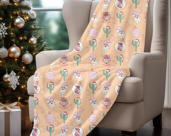 Manta de tiro country occidental para Navidad, manta de tiro del suroeste de Navidad, lindo regalo country occidental, Navidad de vaquera occidental