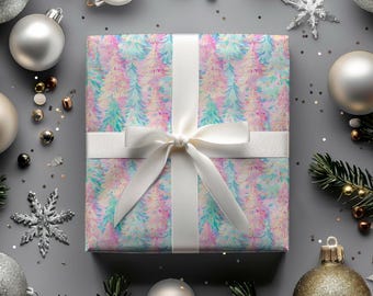 Pastel Christmas Wrapping Paper, Pink Christmas Wrapping Paper, Pink Holiday Wrapping Paper, Pastel Christmas, Wrapping Paper Rolls