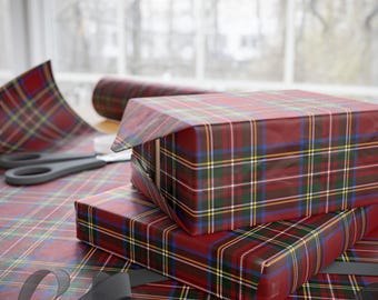 Traditioneel rood geruit kerstinpakpapier, groen cadeaupapier voor de feestdagen, groen geruit inpakpapier, inpakpapier voor de feestdagen, rustieke cadeaupapier