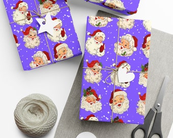 Retro Weihnachtsgeschenkpapier, lila Juwel Ton Weihnachten
