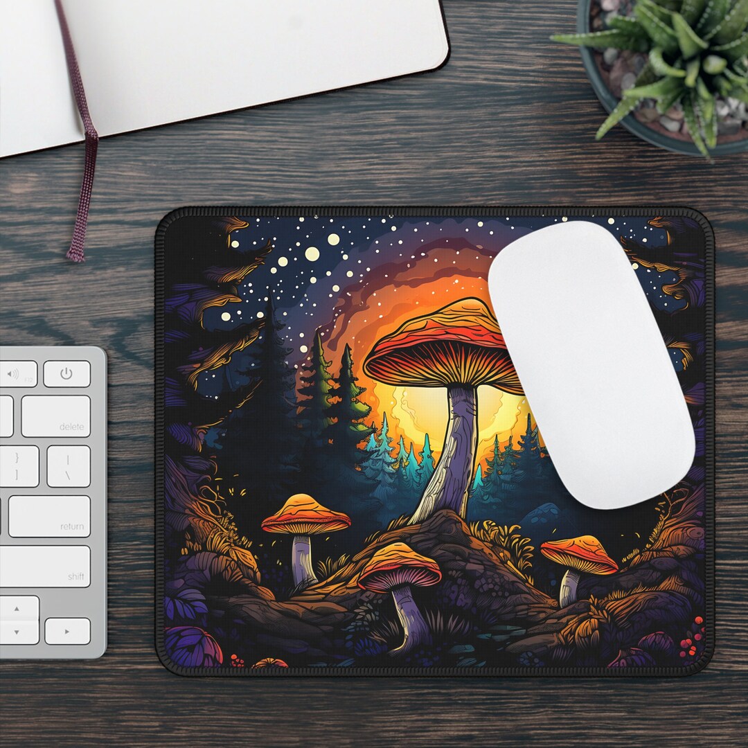 Trippy Psychedelic Mushroom Gaming Mouse Pad Trippy Hippie Etsy