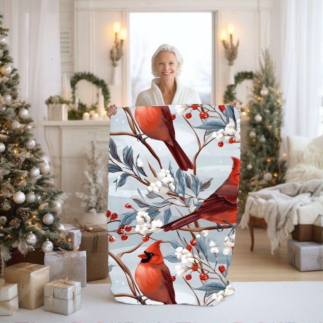 Cardinal Throw Blanket, Cardinal Blanket, Cute Cardinal Blanket