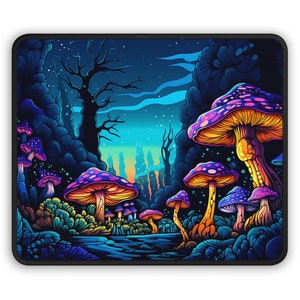 Trippy Psychedelic Mushroom Gaming Mouse Pad,  Trippy Hippie Mushroom Mousepad, Groovy Mousepad, Psychedelic Mushroom Gifts, Gamer Gift