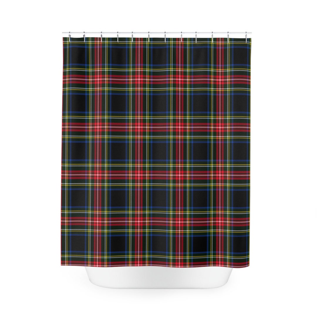 Christmas Plaid Shower Curtain, Stewart Plaid Shower Curtain, Preppy