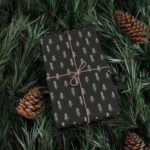 Black Christmas Wrapping Paper, Scandinavian Christmas Wrapping Paper, Minimalist Holiday Wrapping Paper, Black and White Christmas Paper