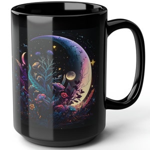 Botanical Celestial Mug, Celestial Coffee Mug, Moonphase Coffee Mug, Stars and Moon Mug, Personalized Mug, Mystical Mugs, Mystical Gift