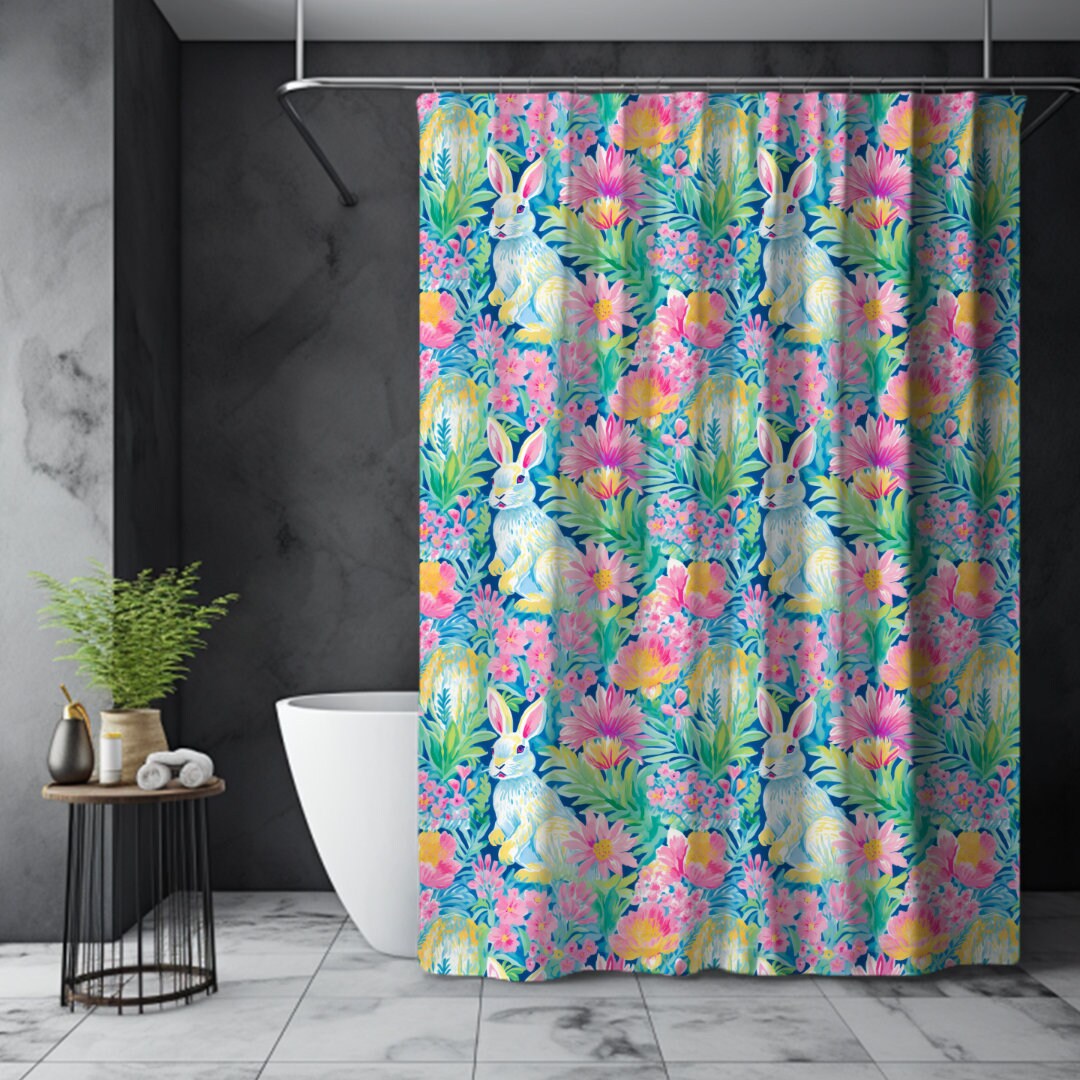 Custom Easter Shower Curtain, Fabric Shower Curtain, Spring Shower