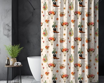 Boho Cowgirl Shower Curtain, Western Desert Floral