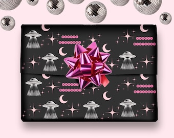 Cosmic Birthday Gift Wrapping Paper, Cosmic Wrapping Paper, UFO Gift Wrapping Paper, Happy Birthday Gift Wrap, Cosmic Gift Wrap