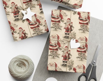Vintage Weihnachtsgeschenkpapier, Retro Weihnachtsgeschenkpapier, Vintage Weihnachtsgeschenkpapier, Traditionelles Feiertagsgeschenkpapier