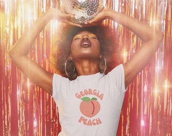 70s Retro Tee, Georgia Peach Graphic Retro T-shirt , Peachy Tee, Georgia T-Shirt
