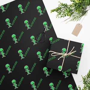 Alien Sci Fi Birthday Wrapping Paper, Alien Gift Wrapping Paper, Wrapping Paper, Funny Wrapping Paper