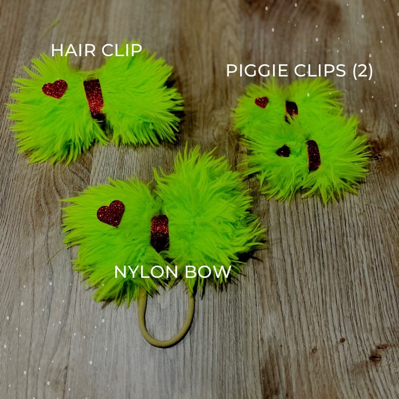 Grinch Bow, Green Fur Bow, Grinchmas, Christmas, Christmas Gift