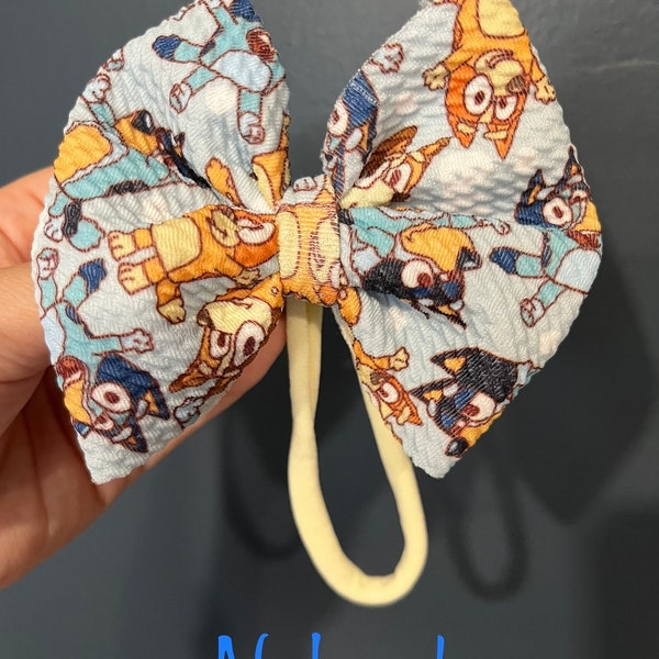 Blue dog hair bow, bows for babies, toddler bows, children's hair bow, Valentine’s Day gift for girls