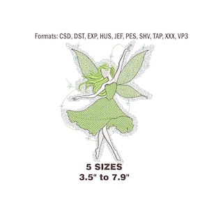 Dancing Fairy Embroidery Design: Light Stitch Sparkle Effect (Digital Download)