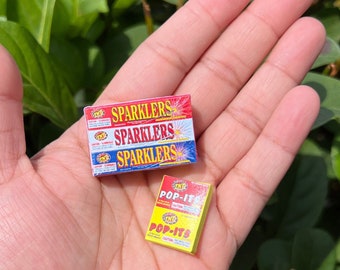 4th of July Dollhouse Fireworks Accessories, Mini Pop Its Sparklers, Miniature Independence Day, USA America Nostalgic Patriotic Decor