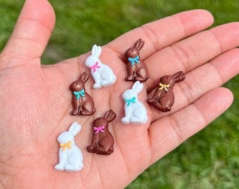 Miniature Easter Chocolate Bunny, Easter Dollhouse Mini, Basket White Milk Chocolate Rabbit Miniatures 1:12