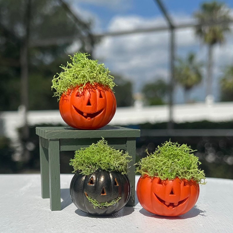 Halloween Dollhouse Miniature Jack O Lantern Table Decor