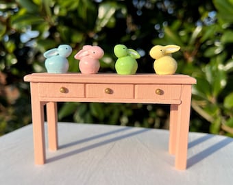 Dollhouse Bunny Miniatures Pastel Rabbit Spring Easter Decor, Dollhouse Easter Decorations, 1:12 Scale
