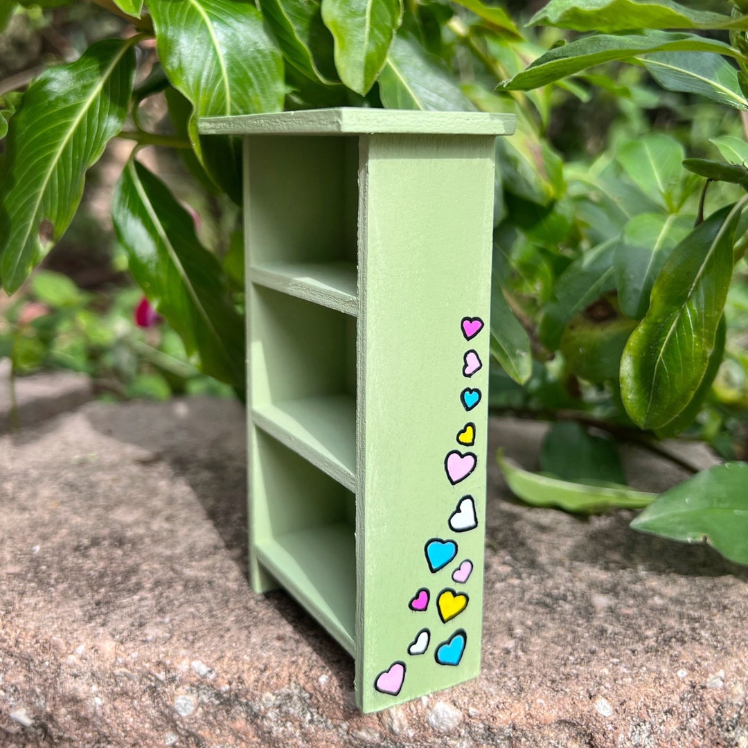 Miniature Bookshelf Furniture, Hand Painted Dollhouse Book Case ...