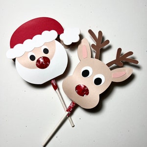 Christmas Santa & Rentdeer Lollipop Halter Svg, Plotterdatei für Cricut/Silhouette, Party Favor, School Classroom Favor, Christmas Party