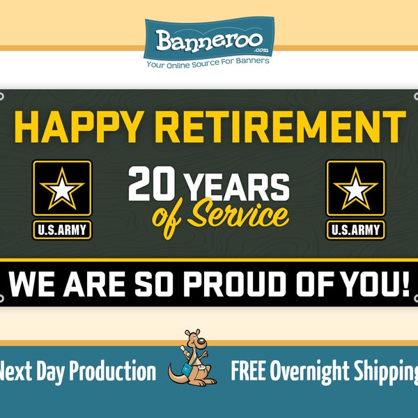 Army Retirement Banner | Happy Retirement Army Banner | Banner for Retiring from Army | Retirement Banner | US Army Retirement Banner Sign