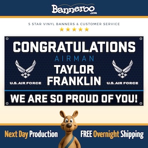 Personalized Air Force Graduation Banner – Welcome Home, Congratulations Airman, Military Homecoming