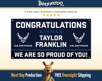 Personalized Air Force Graduation Banner – Welcome Home, Congratulations Airman, Military Homecoming