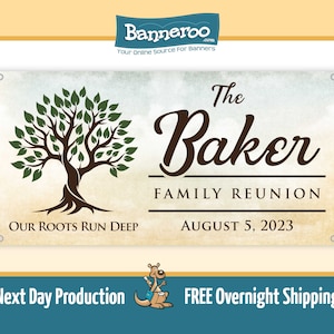 Family Reunion Banner, Custom Family Reunion Vinyl Banner, Personalized Family Tree Banner, Our Roots Run Deep, Free Shipping