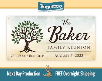 Family Reunion Banner, Custom Family Reunion Vinyl Banner, Personalized Family Tree Banner, Our Roots Run Deep, Free Shipping