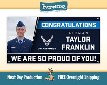 Air Force Banner | Air Force Congratulations Banner | BMT Graduation Banner | Air Force Welcome Home Banner with Photo