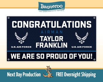Air Force Banner | Air Force Congratulations Banner | BMT Graduation Banner | Air Force Welcome Home Banner  - Free Shipping