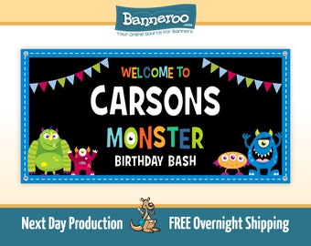 Happy Birthday Banner, Custom Birthday Banner, Monster Birthday Bash Banner Personalized, Monsters Backdrop Banner